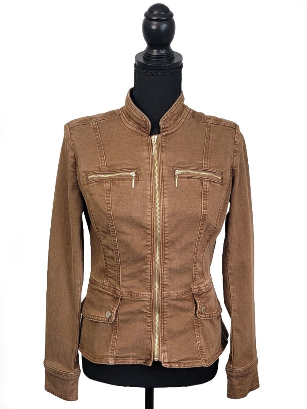 White House Black Market Brown Denim Jacket Size 2
